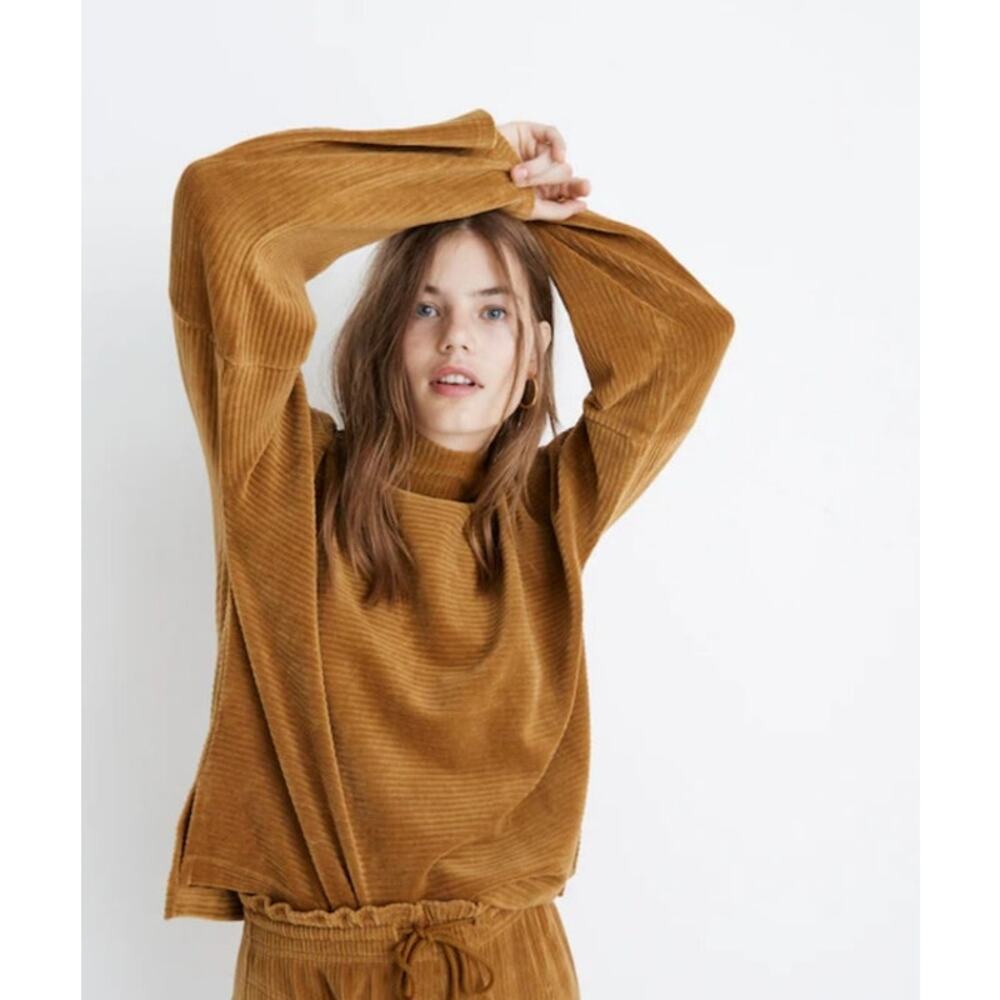 Madewell Texture & Thread Velour Mock Neck Top Size XS